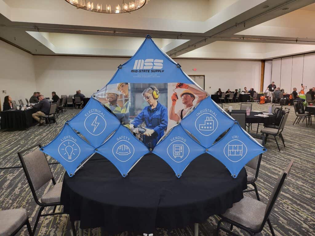 Triangular display of Mid State Supply Above The Table